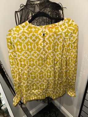 Tory Burch Women's Long Sleeve Geometric Print Blouse - Yellow
